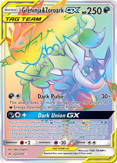 Greninja & Zoroark GX (Secret) 222/214 — SM - Unbroken Bonds